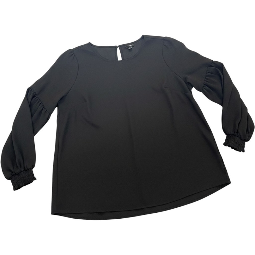 Torrid Black Georgette Puff Sleeve Smocked Cuff Blouse Top Plus Size 00 M/L
